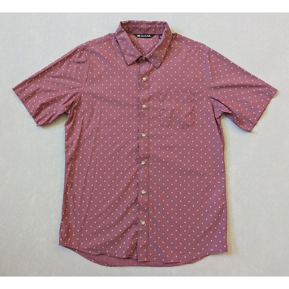 Travis Mathew Not Your Best Short Sleeve Button Up Wine Size M